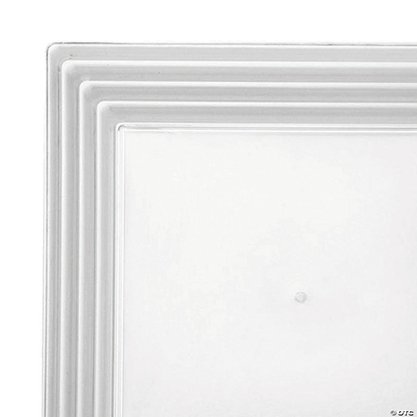 Premium 12" x 12" Clear Square with Groove Rim Plastic Serving Trays (24 Trays) Image