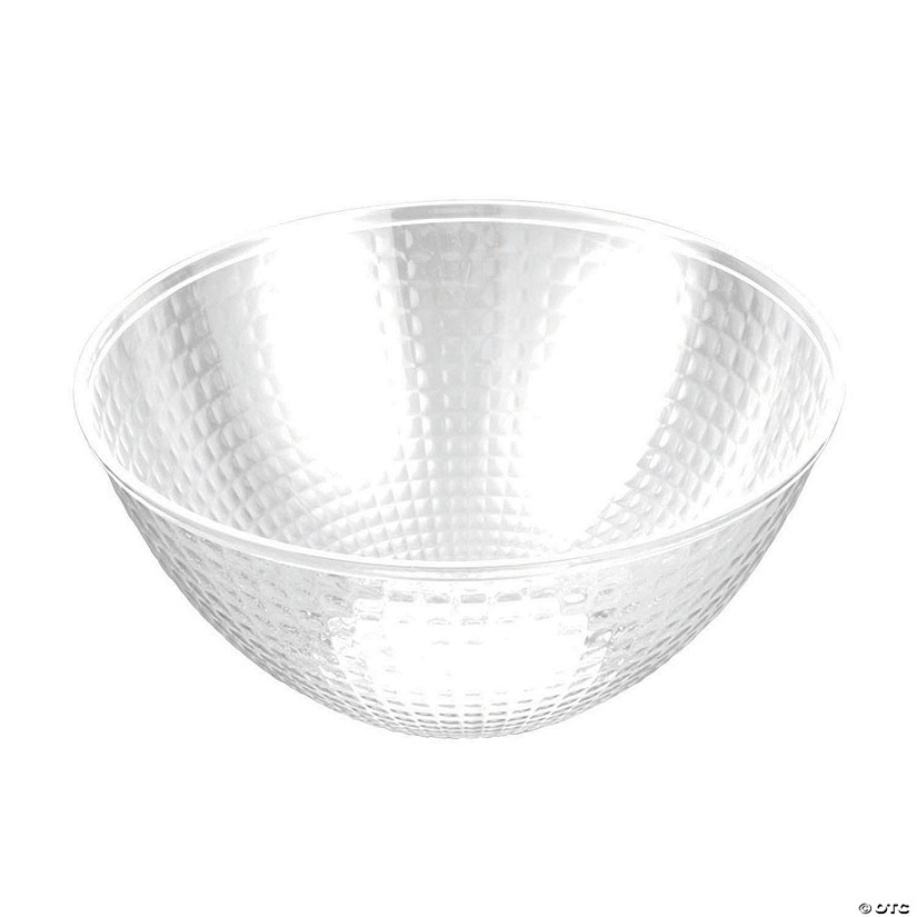Premium 96 oz. White Diamond Design Round Disposable Plastic Bowls (24 Bowls) Image