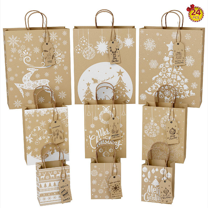 Presence - 24PCS Christmas Kraft Paper Gift Bags Image