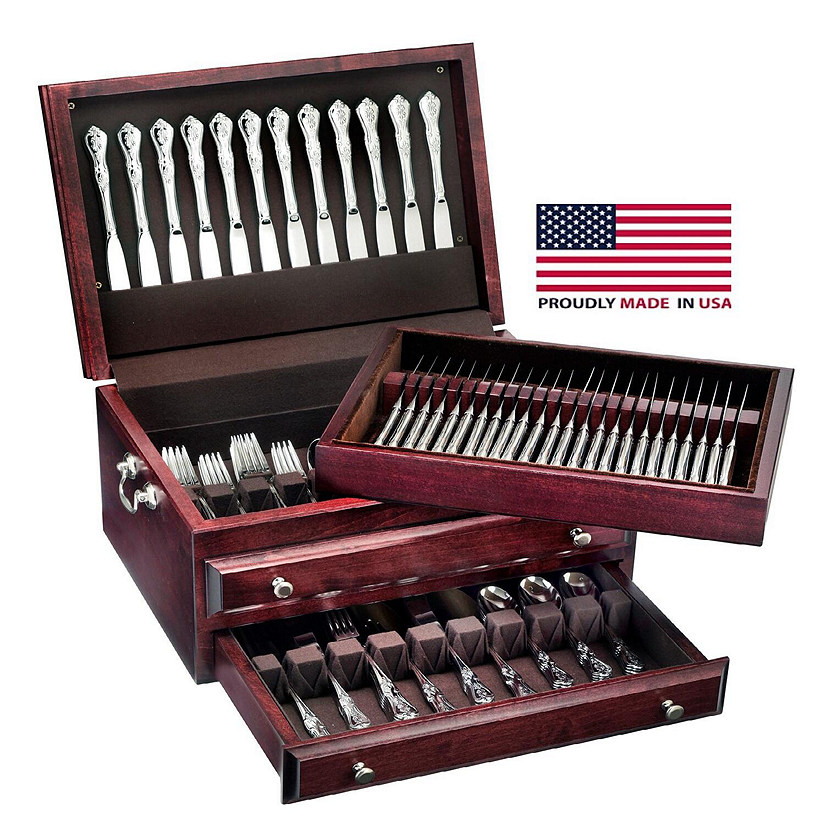 Presidential Super Flatware Chest, Solid American Hardwood with Rich Mahogany Finish Image