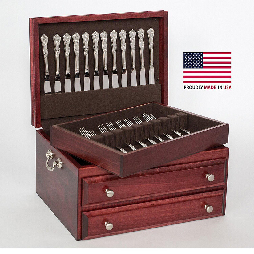 Presidential Super Flatware Chest, Solid American Hardwood with Rich Mahogany Finish Image