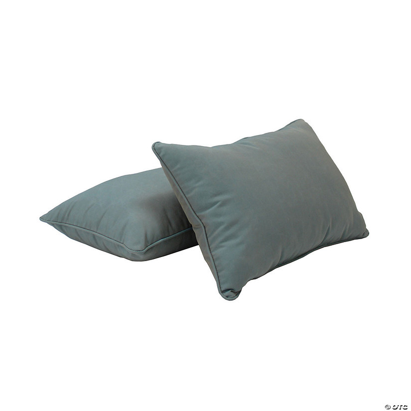 Presidio 12" x 20" Lumbar Indoor/Outdoor Pillow with Piping, 2-Pack - Dusty Turquoise Image