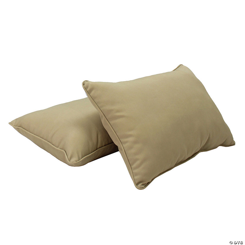 Presidio 16" x 24" Lumbar Indoor/Outdoor Pillow with Piping, 2-Pack - Beige Sand Image