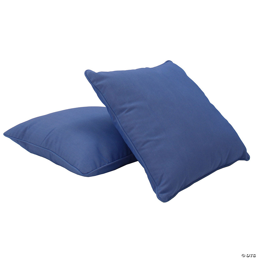 Presidio 24" x 24" Square Indoor/Outdoor Pillow with Piping, 2-Pack - Denim Blue Image