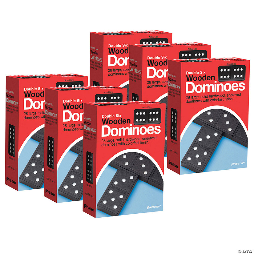 Pressman Double Six Wooden Dominoes Game, 6 Packs Image
