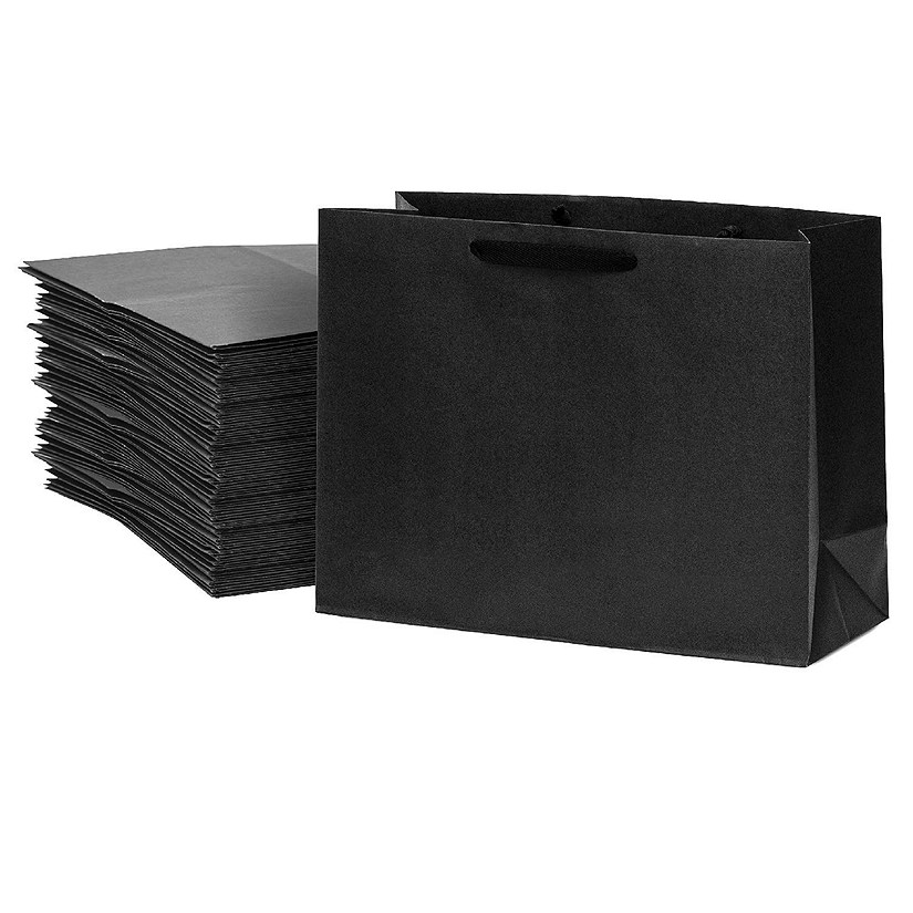 Prime Line Packaging- 16x6x12 Inch 50 Pack Black Designer Kraft Paper Bags with Handles Image