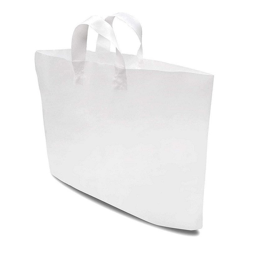 Prime Line Packaging- White Plastic Shopping Bags with Handles for All Occasions 50 Pack 19.5x15x4 Image