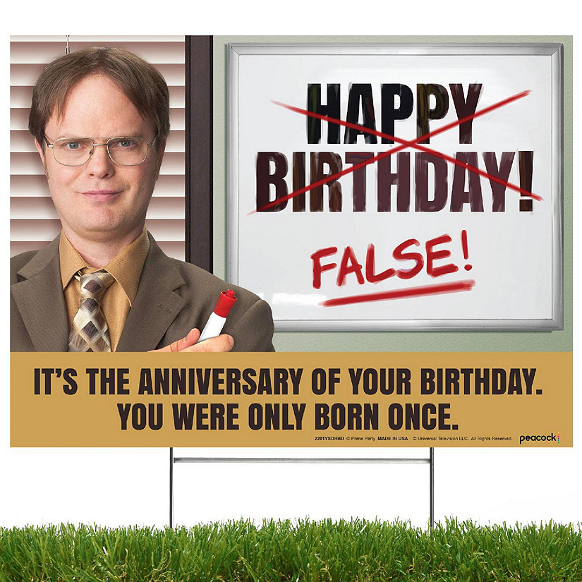 Prime Party Dwight Schrute Happy Birthday False! The Office Yard Sign Image