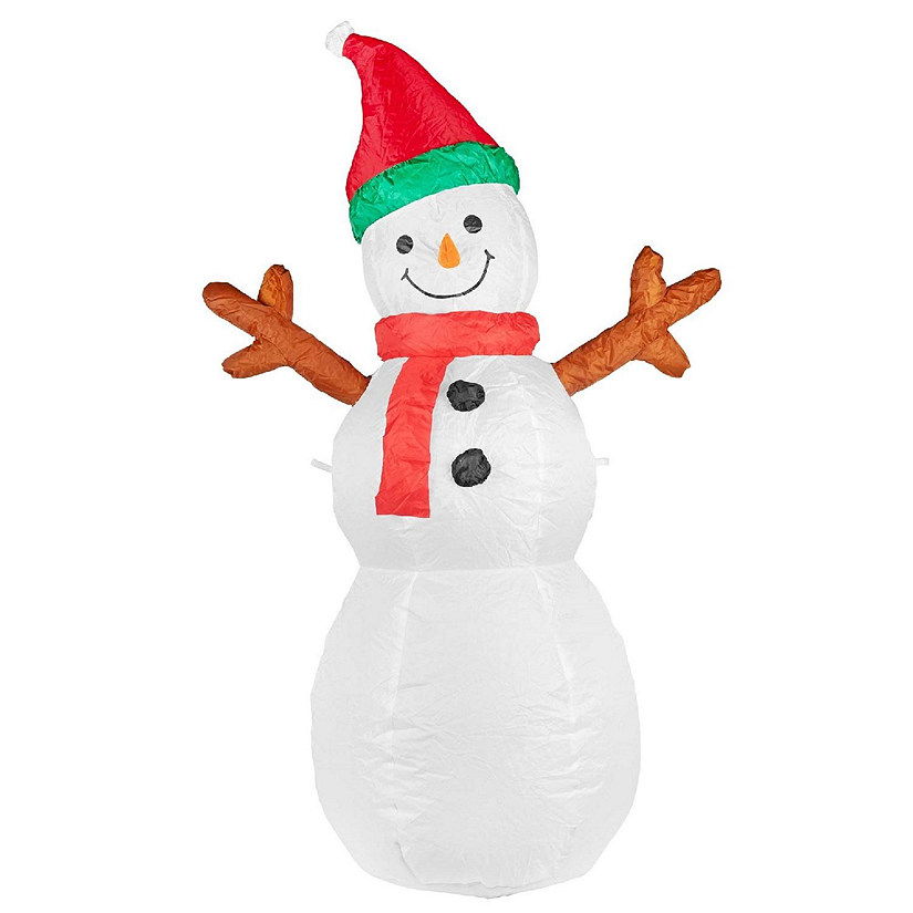 ProductWorks Candy Cane Lane Inflatable Snowman Outdoor Holiday Display- 7-Foot Image