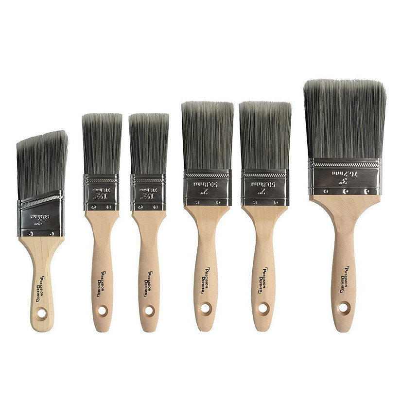 Professional Paint Brush Set 6 Piece Precision Defined Heavy-Duty,  with SRT PET Bristles and Natural Birch Handles Image
