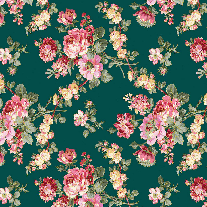 Promise Me Grandiflora Flowers Green by Pat Sloan Cotton Fabric Benartex BTY Image