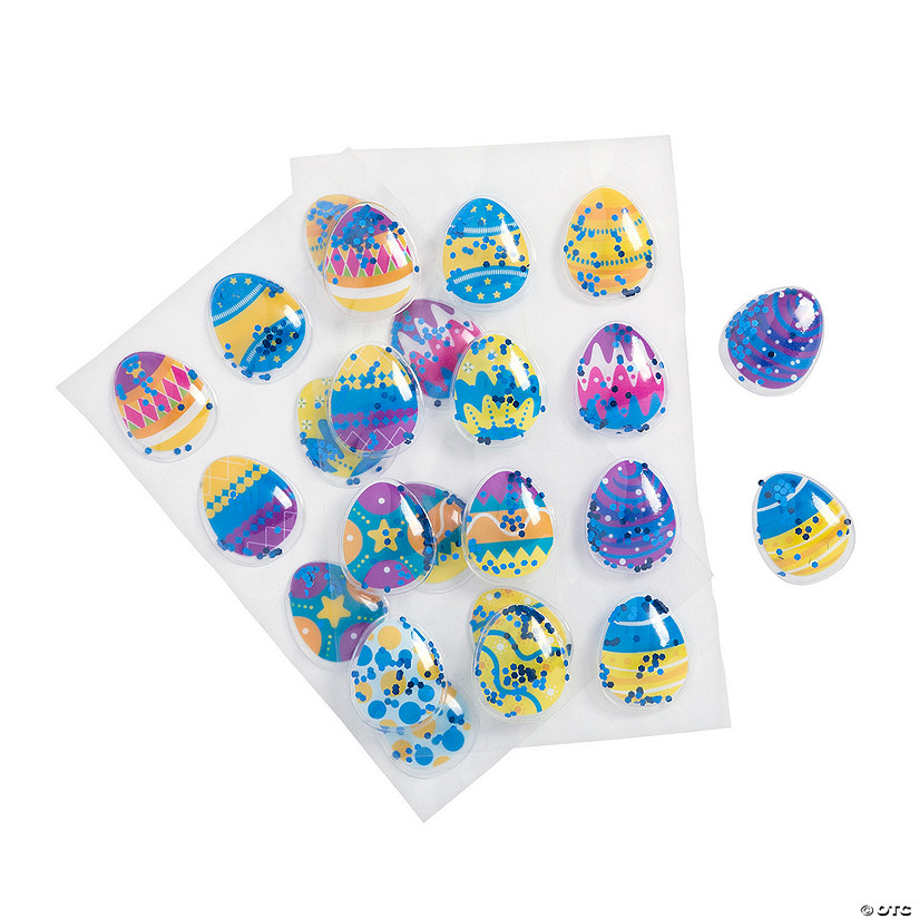 Puffy Easter Egg Stickers with Confetti - 12 Pc. Image