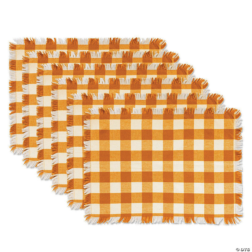 Pumpkin Spice Heavyweight Check Fringed Placemat (Set Of 6) Image