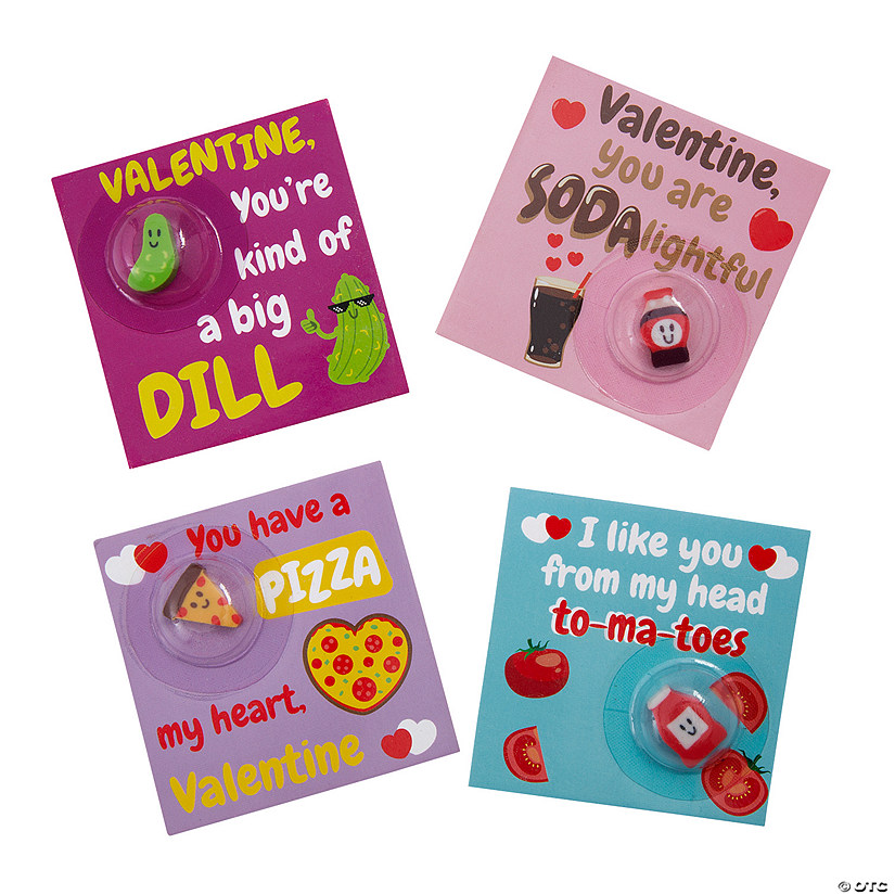 Punny Food Erasers Valentine Exchanges with Card for 12 Image