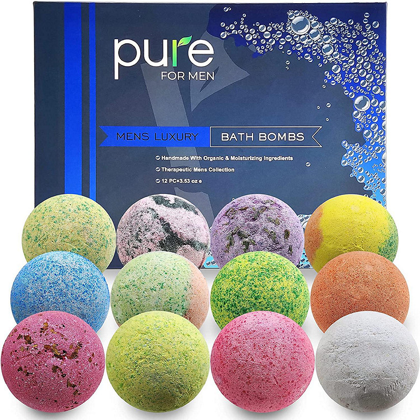 Pure Parker Men's Bath Bomb Gift Set of 12 with Essential Oil, Shea Butter Sulfate & Paraben Free Image