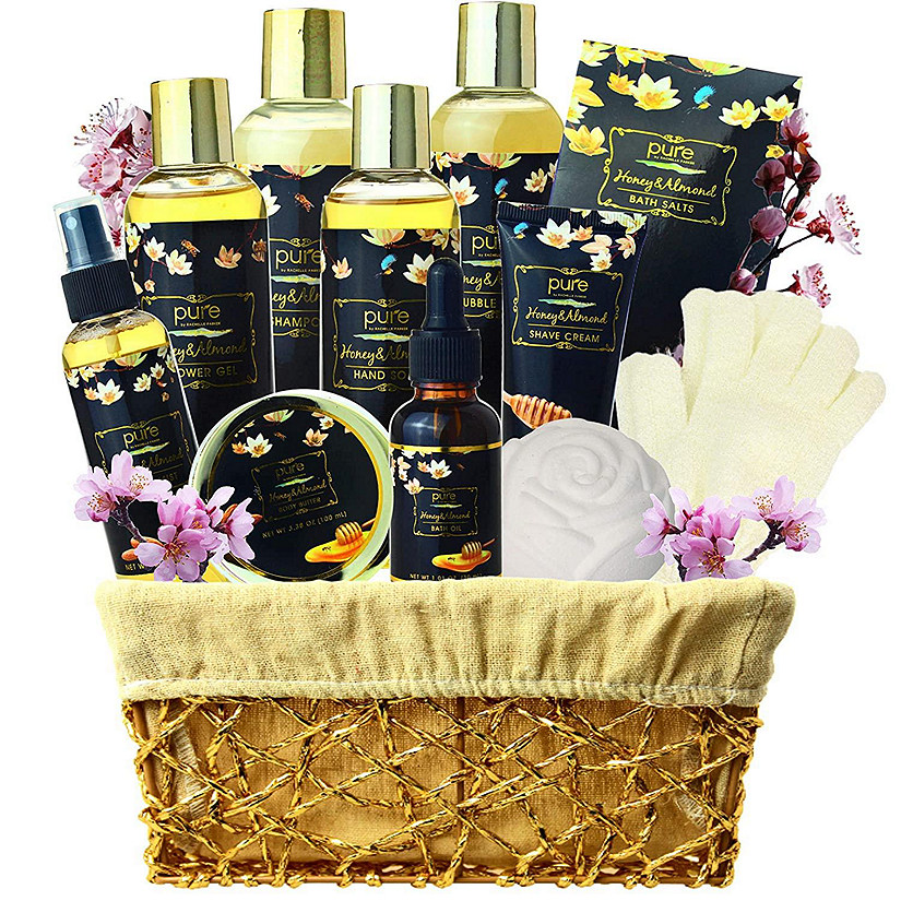 Pure Parker - Sensational Honey Almond 12-Piece Relaxing Spa Gift Basket for Bath and Body Image