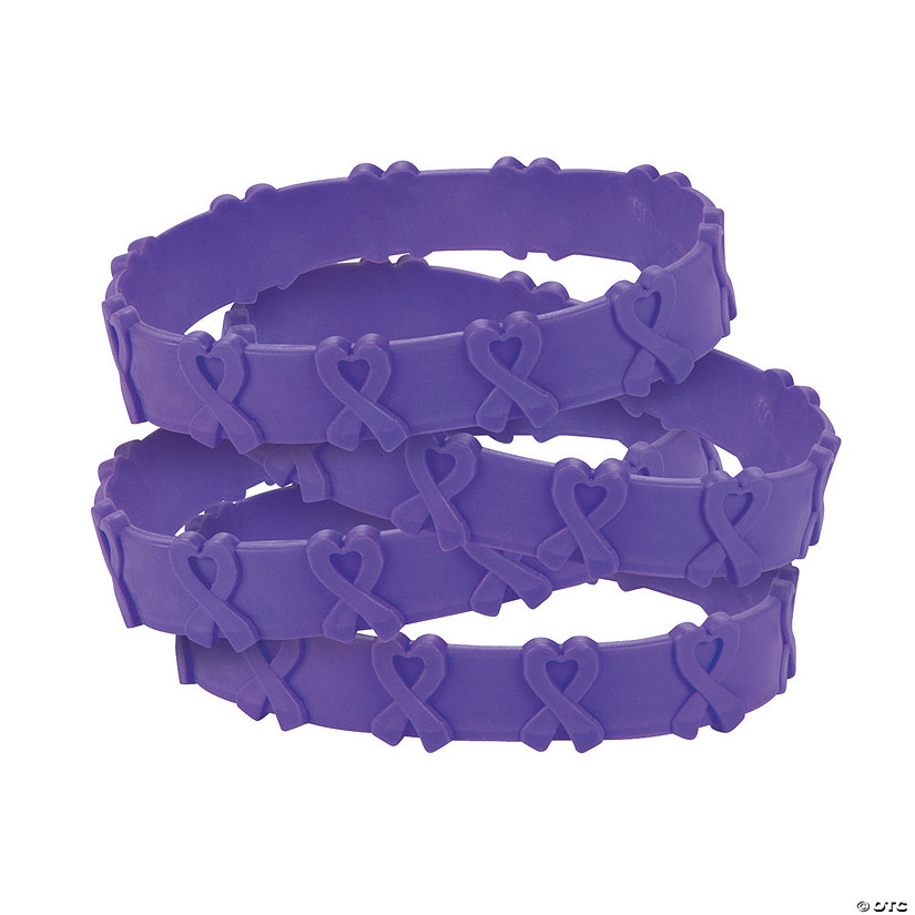 Purple Awareness Ribbon Pop-Out Rubber Bracelets - 24 Pc. Image