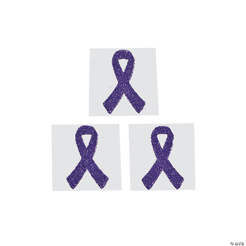 Purple Awareness Ribbon Tattoo Stickers - 12 Pc. Image