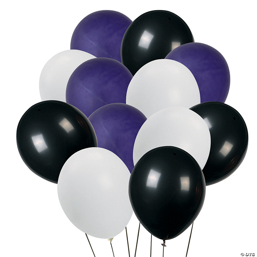 Purple, Black & White Balloon Bouquet - 49 Pc. Image