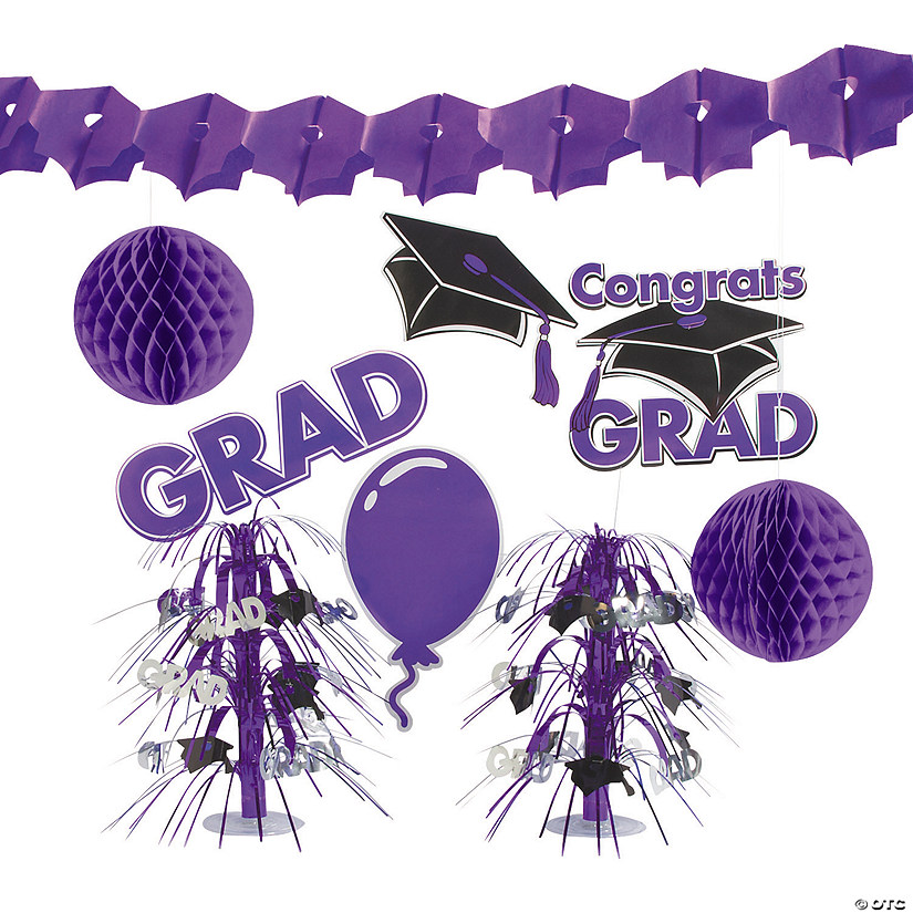 Purple Graduation Party Decorating Kit - 9 Pc. Image