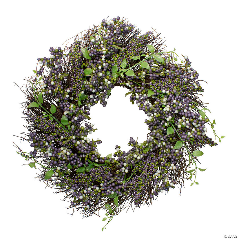 Purple Mini Berry Artificial Thanksgiving Wreath  22-Inch Unlit Image