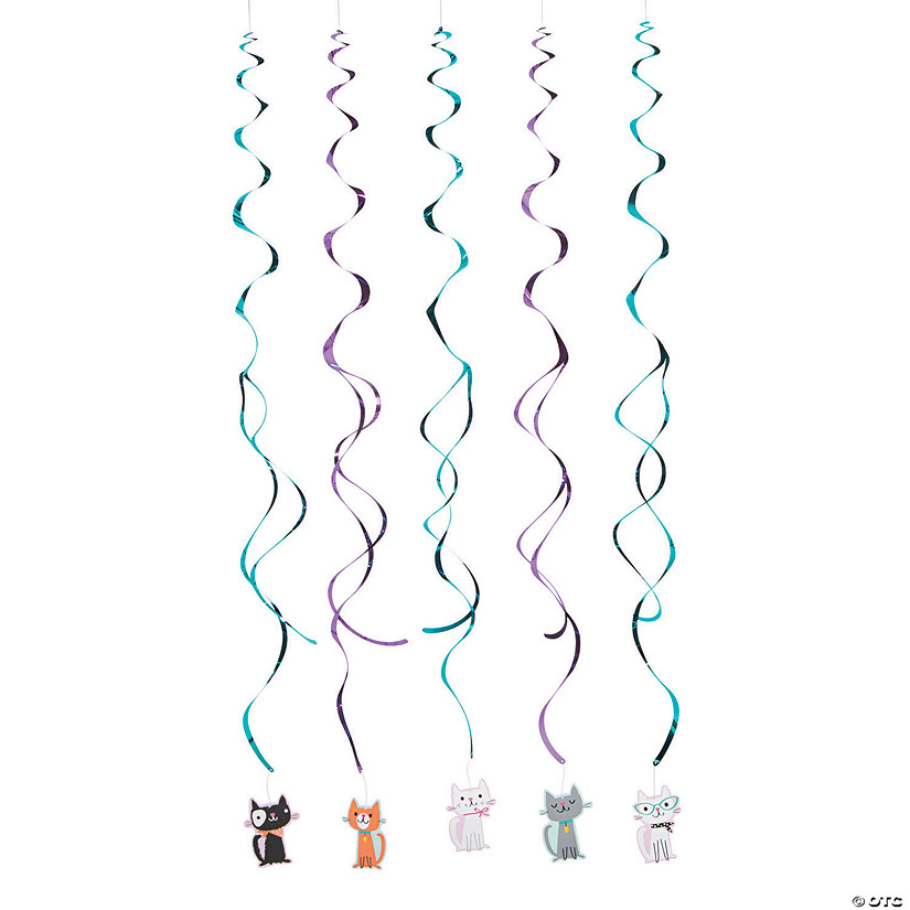 Purr-Fect Party Hanging Swirl Decorations - 5 Pc. Image