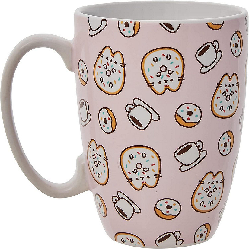 Pusheen Pink Donuts & Coffee 12oz Stoneware Mug Image