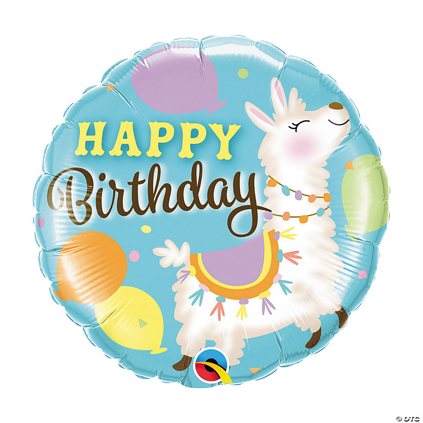 Qualatex Birthday Llama 18" Mylar Balloon Image