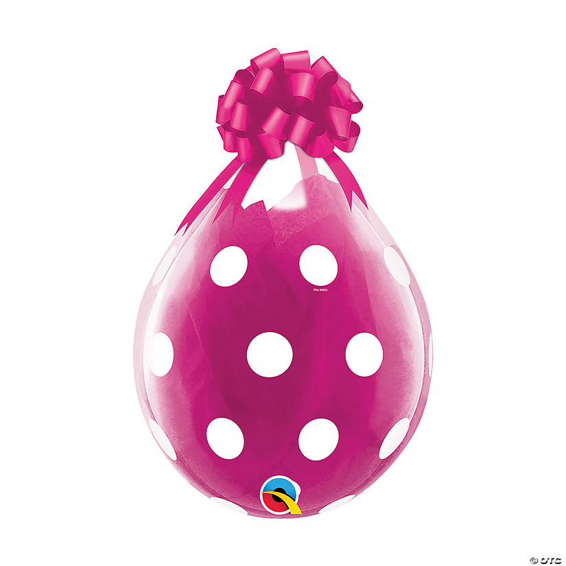 Qualatex Pink Polka Dot 18" Mylar Stuffing Balloon Image
