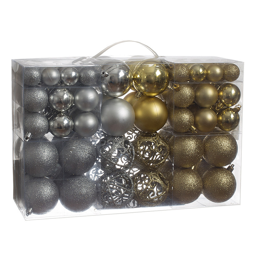 R N' D Toys 100 Gold And Silver Christmas Ornament Balls with Hooks Image