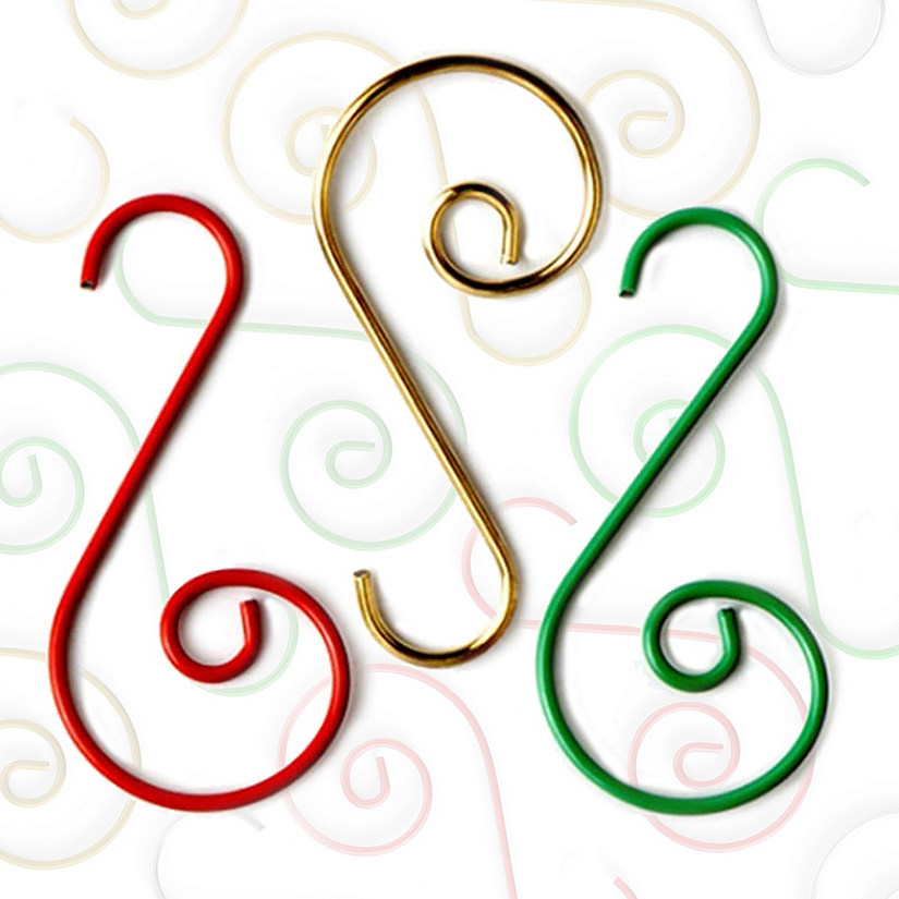 R N' D Toys Christmas Tree Ornament Hooks - Metal Wire Hangers - Assorted (Red, Green, Gold) - 120 Pack Image