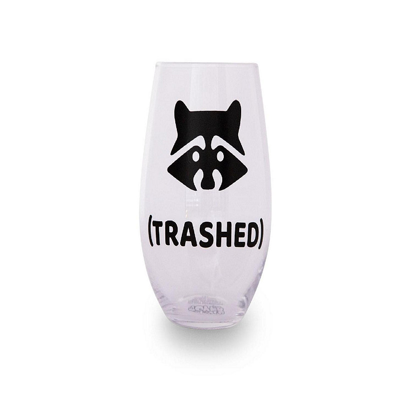 Raccoon "Trashed" Stemless Wine Glass  Holds 20 Ounces Image
