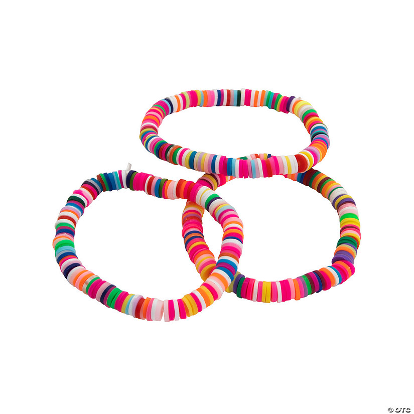 Rainbow Disc Bead Bracelets - 12 Pc. Image