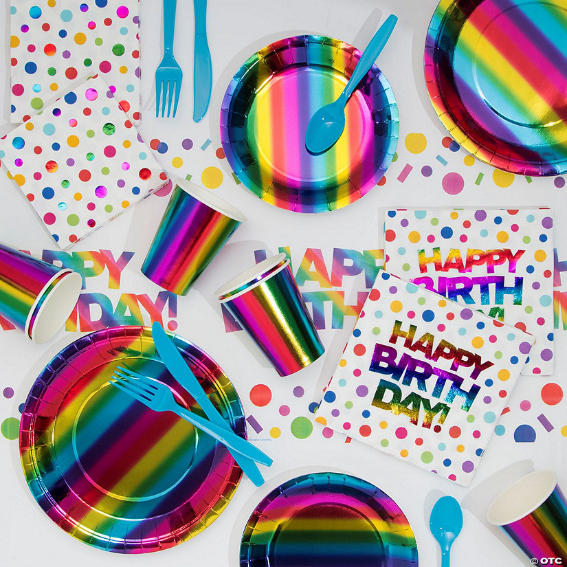 Rainbow Foil Birthday Party Supplies Kit Image