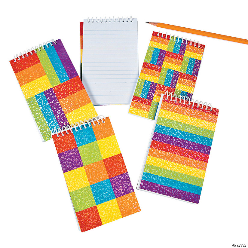 Rainbow Glitter Spiral Notepads - 12 Pc. Image