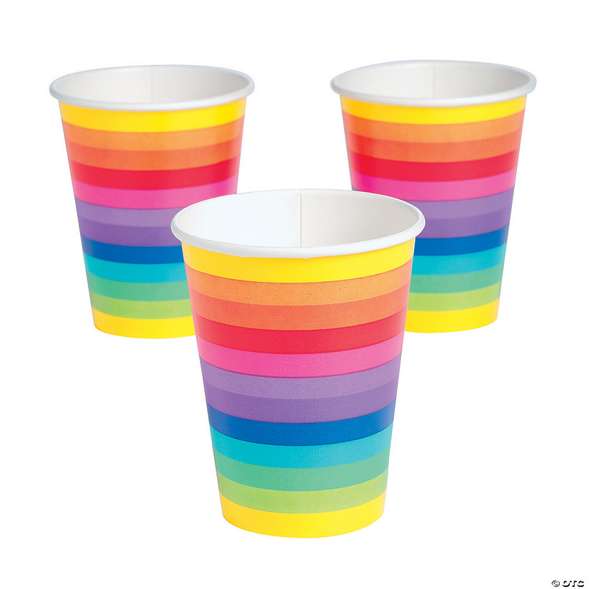 Rainbow Spectrum Disposable Paper Cups - 8 Ct. Image