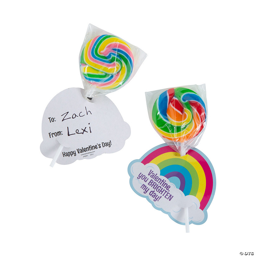 Rainbow Swirl Lollipop Valentine Exchanges with Card for 24 Image