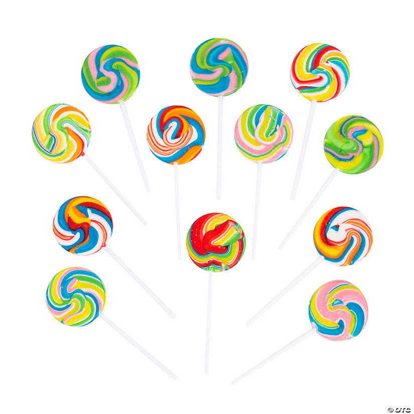 Rainbow Swirl Lollipops - 12 Pc. Image