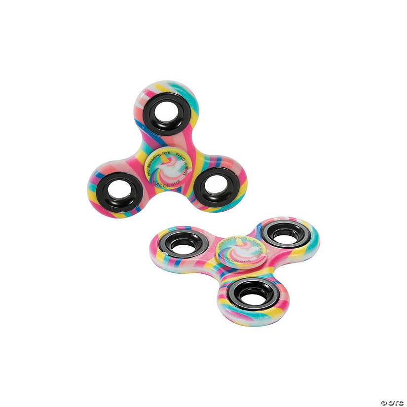 Rainbow Unicorn Fidget Spinners - 12 Pc. Image