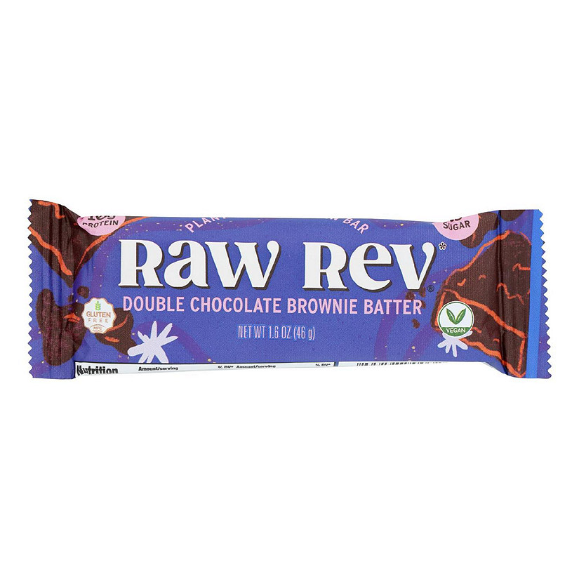 Raw Rev Glo Double Chocolate Brownie Batter Bar  - Case of 12 - 1.6 OZ Image