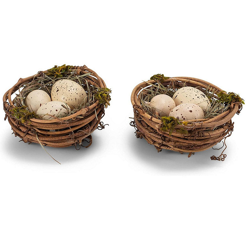 Raz Imports Faux Birds Nest with Speckled Eggs Set of 2 Easter Spring 2 Inch Image