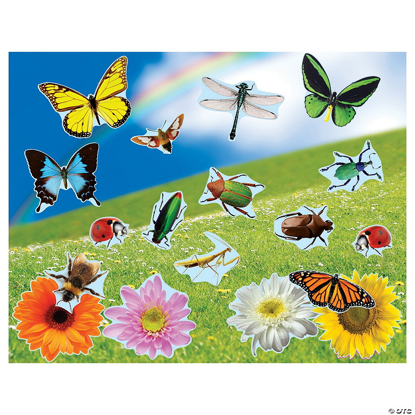 Realistic Bugs & Flowers Sticker Scenes - 12 Pc. Image