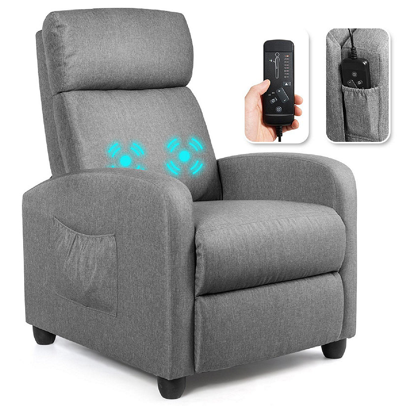 Recliner Massage Chair, Ergonomic Adjustable Single Sofa with Padded Seat Grey Image