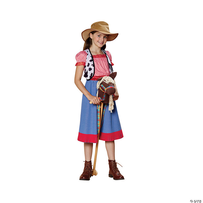 Red and Blue Checkered Cowgirl Child Halloween Costume - Large Image