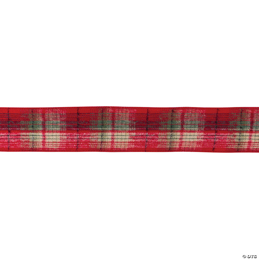 Red And Green Plaid 2.5" X 10 Yds. Ribbon (Set Of 2) Wired Polyester Image