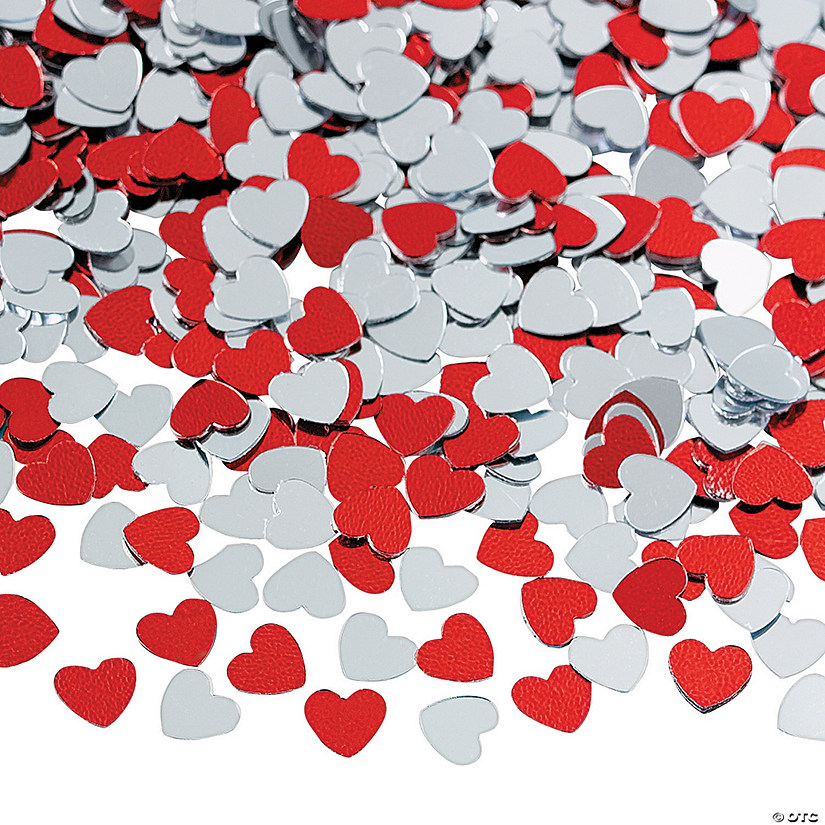 Red & Silver Heart Confetti Image