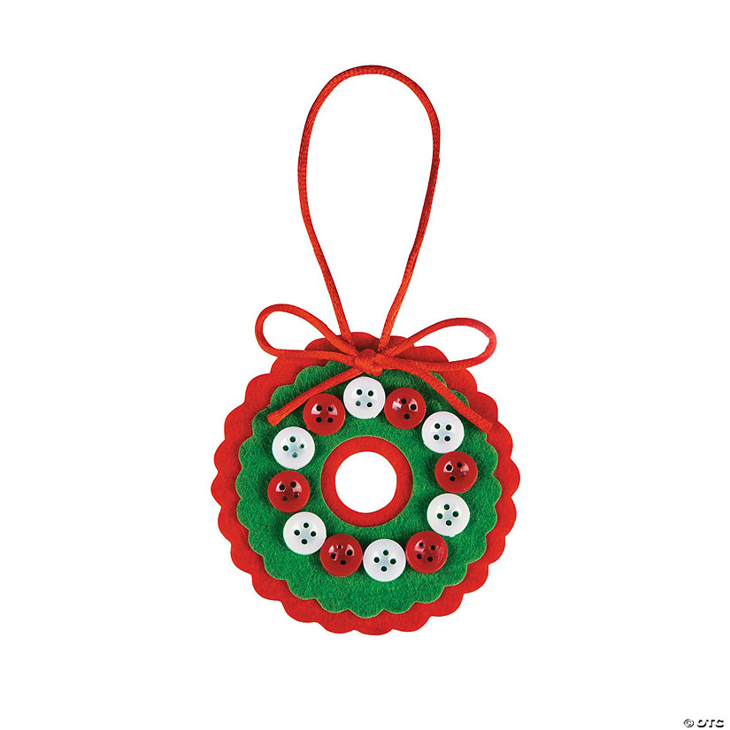 Red & White Button Wreath Christmas Ornament Craft Kit - Makes 12 Image