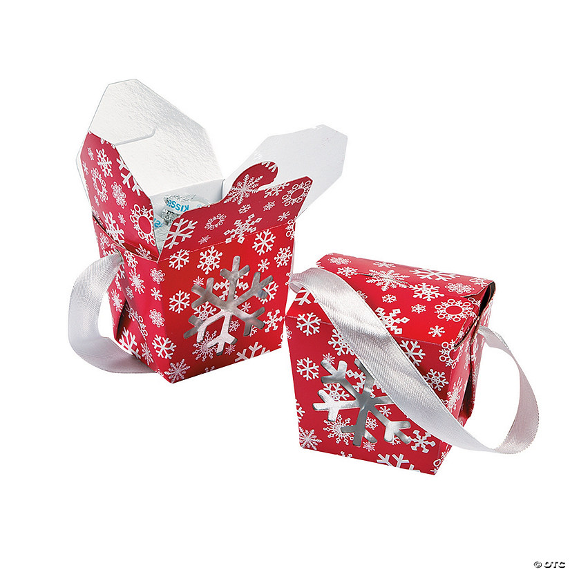 Red & White Snowflake Takeout Boxes - 24 Pc. Image