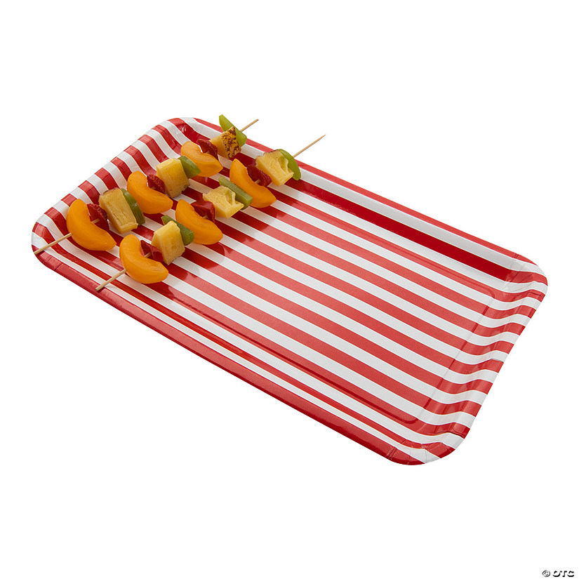 Red & White Stripe Serving Trays - 3 Pc. Image