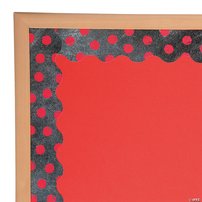 Red Dots on Chalkboard Bulletin Board Border